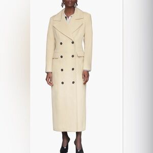 Avec Les Filles Cream Double-Breasted Maxi Coat